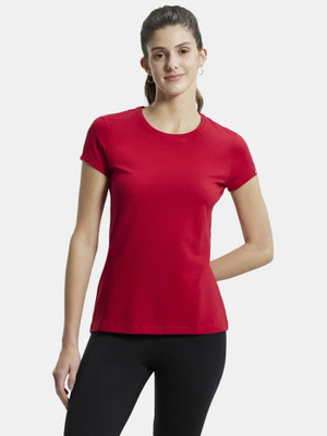 JOCKEY Solid Women Round Neck Red T-Shirt