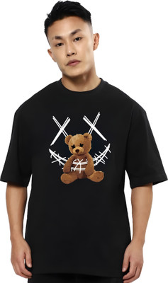 Kaido Printed Men Round Neck Black T-Shirt