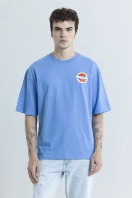 Snitch Printed, Typography Men Round Neck Light Blue T-Shirt