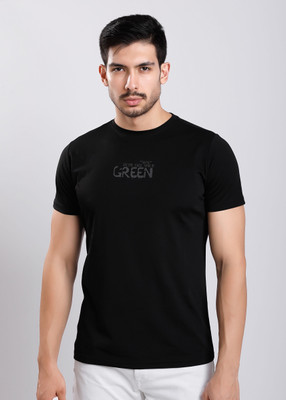 HIGHTRIBE Printed Men Round Neck Black T-Shirt