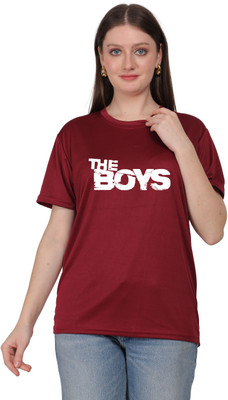 Aaso Graphic Print Women Round Neck Maroon T-Shirt