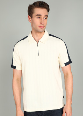 Ted Baker Colorblock Men Polo Neck Beige T-Shirt