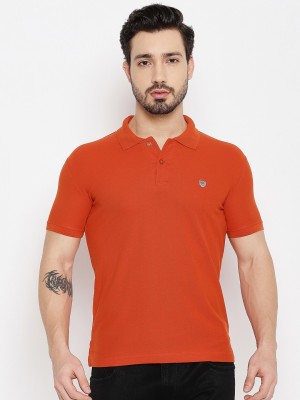 DUKE Solid Men Polo Neck Orange T-Shirt