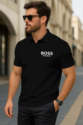 Dagcros Printed Men Polo Neck Black T-Shirt