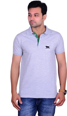 Cousin's Solid Men Polo Neck Purple T-Shirt