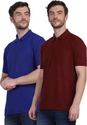 INKKR Solid Men Polo Neck Multicolor T-Shirt