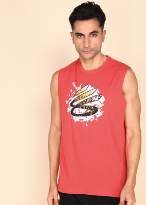 UNDER ARMOUR Printed Men Crew Neck Red T-Shirt