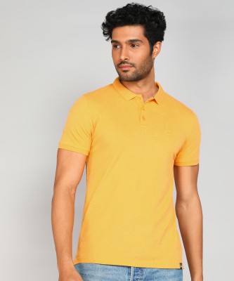 WROGN Printed Men Polo Neck Yellow T-Shirt