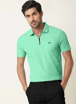 Triptee Solid Men Polo Neck Light Green T-Shirt