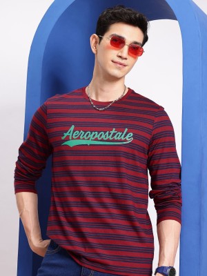 AEROPOSTALE Striped Men Round Neck Red T-Shirt