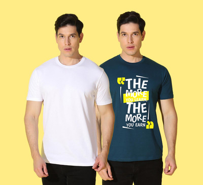 WOOSTRO Printed, Solid Men Round Neck Multicolor T-Shirt
