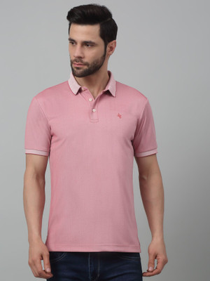 CANTABIL Solid Men Polo Neck Pink T-Shirt