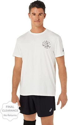 Asics Solid Men Round Neck White T-Shirt