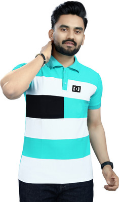 Lonaxa Colorblock Men Polo Neck Green T-Shirt