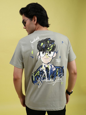 LIMEROAD Printed Men Round Neck Grey T-Shirt