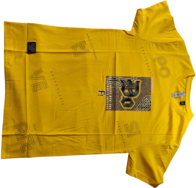 faizan fashion Solid Men Round Neck Yellow T-Shirt