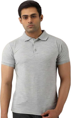 AR 9 Solid Men Polo Neck Grey T-Shirt