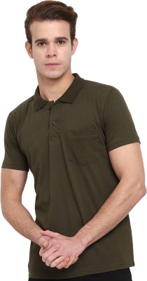 V-MART Solid Men Polo Neck Green T-Shirt