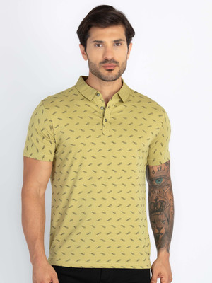 Status Quo Printed Men Polo Neck Green T-Shirt