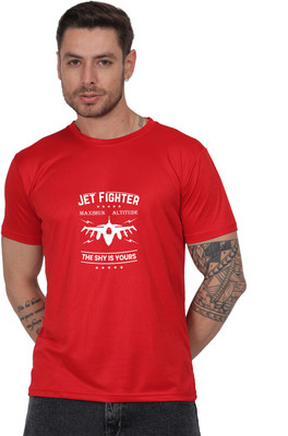Shiv Junction Graphic Print Men Round Neck Red T-Shirt