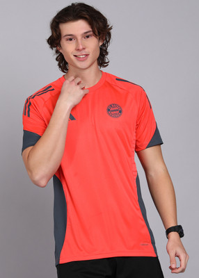 ADIDAS Colorblock Men Round Neck Orange T-Shirt