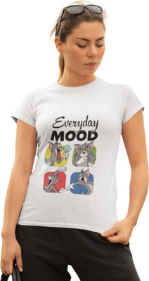 Clori Graphic Print Women Round Neck Blue T-Shirt