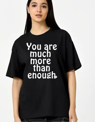 fashnobic Printed Women Round Neck Black T-Shirt