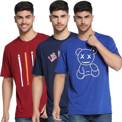 INKKR Printed Men Round Neck Multicolor T-Shirt