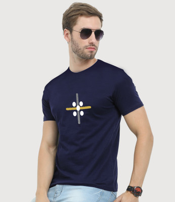Reya Printed Men Round Neck Blue T-Shirt