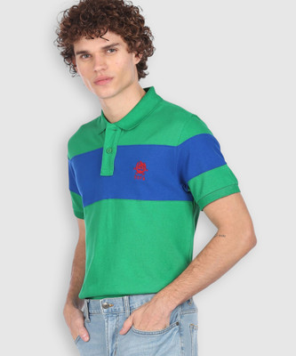 U.S. POLO ASSN. Colorblock Men Polo Neck Green T-Shirt
