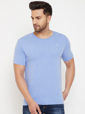 Canary London Solid Men Round Neck Light Blue T-Shirt