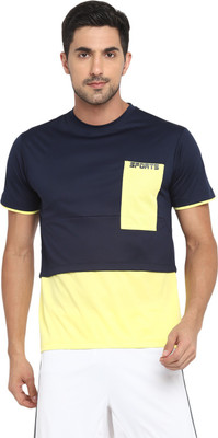 OFF LIMITS Solid Men Round Neck Navy Blue T-Shirt