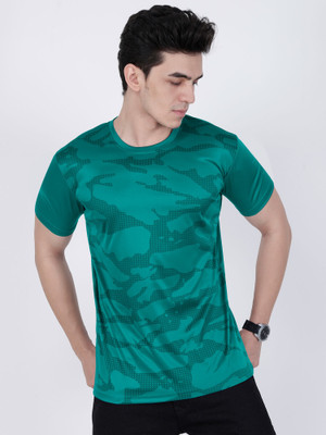 Cruister Self Design Men Round Neck Dark Green T-Shirt