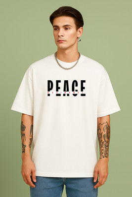 DESIREBEL Printed Men Round Neck White T-Shirt