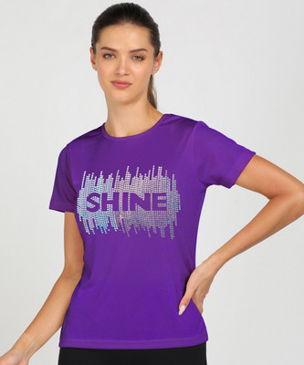 SHASHVI Typography Women Round Neck Purple T-Shirt