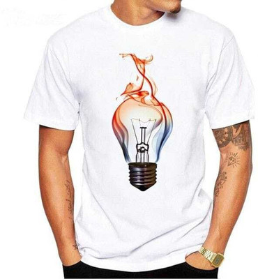 SNOJH FASHION Printed Men Round Neck White T-Shirt