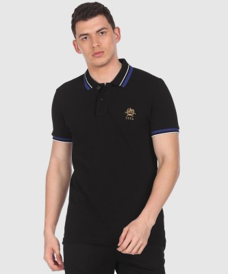 U.S. POLO ASSN. Solid Men Polo Neck Black T-Shirt