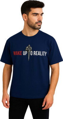 STYLEGOD Typography Men Round Neck Blue T-Shirt