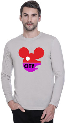 LV CARE Printed, Self Design Men Round Neck Grey T-Shirt