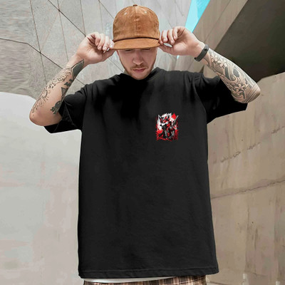 HouseOfCommon Graphic Print Men Round Neck Black T-Shirt