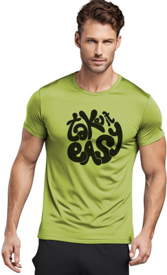 3colors Printed Men Round Neck Green T-Shirt