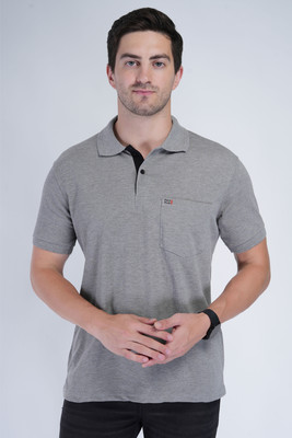 Polo Plus Solid Men Polo Neck Grey T-Shirt