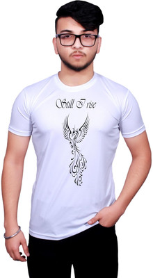 KRYONIX Printed Men Polo Neck White T-Shirt