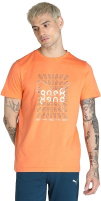 PUMA Printed Men Round Neck Orange T-Shirt