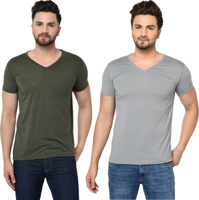 Adorbs Trend Solid Men V Neck Multicolor T-Shirt
