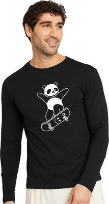 OrrganicChics Printed Men Round Neck Black T-Shirt