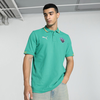 PUMA Printed Men Polo Neck Green T-Shirt