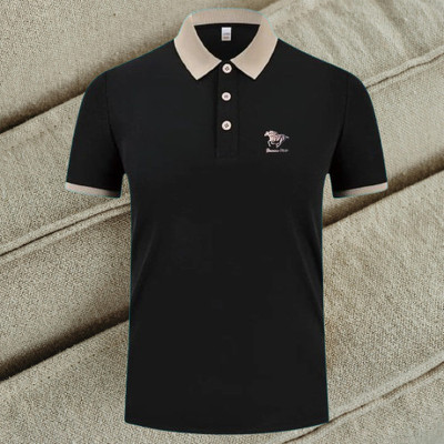 Lebridog Fashion Solid Men Polo Neck Black T-Shirt