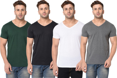 JB Jangoboy Solid Men V Neck Multicolor T-Shirt
