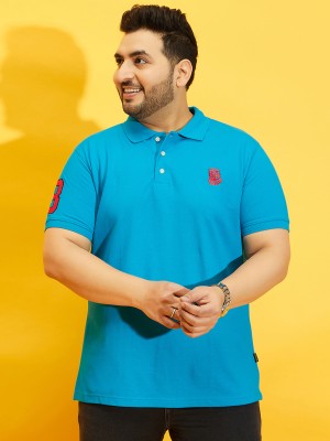 bigbanana Solid Men Polo Neck Blue T-Shirt